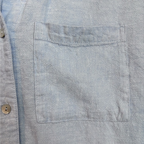 C&C California Light Blue Linen Blend Midi Shirt Dress Size Medium - Picture 3 of 12
